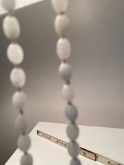 Chinese Export Jade White Lavender Green Knotted Bead Necklace 109.4g 26-1/2”