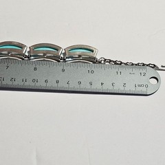 (248) Teal Blue Lucite Thermoset Silver-Tone Vintage Necklace MCM