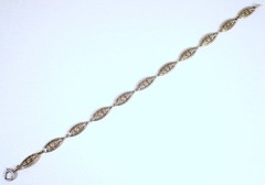 Antique Art Deco 5.6g SOLID 14k Yellow White Gold Two Tone Filigree Bracelet