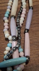 Vintage Pastel Buffalo Bone Beaded Necklace 4 Strand Southwestern Boho 35”