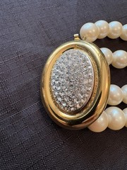 Vintage GIVENCHY Runway 12mm Faux Pearl Double Strand Necklace W Crystal Clasp