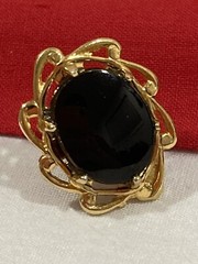 Vintage JJJ Signed 1/20 12k G.F. Gold Filled Black Onyx Mens Tie Tac or Pin