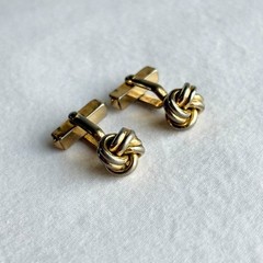 5 Pair SWANK Mid-century Vintage 1950s Cufflinks, Leather, Blue Glass, Love Knot