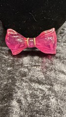 Vintage Transparent Pink Lucite GP Thread Bow Brooch Pin 2 Inch