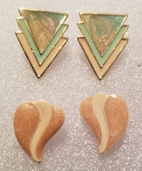 Vintage Retro MCM Earrings 2 Pair Pastels Enamel Colors Pierced Post