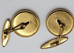Brass Runabout Automobile Vintage Cufflinks or Vest Buttons Round Shape Detailed