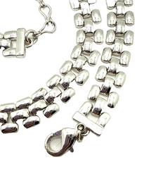 Vintage Anne Klein Silver Tone Panther Link Choker Necklace Tank Track 18″ AK