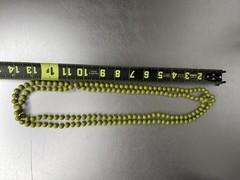 Vintage 60s 70s Mod Green Glass Bead Hand Tied Extra Long Necklace 28in