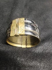Vintage India bangle 100% genuine horn bone brass stone bracelet Made In India