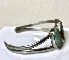 Alpaca Mexico Silver Cuff Bracelet Turquoise Adjustable