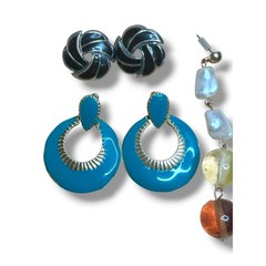 Vintage Pierced Post Earrings Enamel Lucite Various Eras Wearable Condition