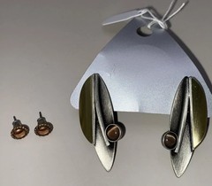 Neutral Vtg 17Pc Lot Jewelry Modern Tiger Eye Gems Gold Tone Christophe Poly