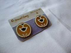 VINTAGE SAMUEL HUANG DESIGNER CLOISONNE RETRO ABSTRACT BLACK WHITE STUD EARRINGS