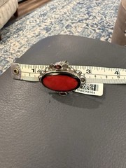 Sterling VIntage Gothic Red agate Garnet Ring Indonesia Sz 8.5
