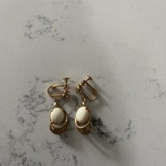 Vintage Filament 12k Gold Filled Clip On Stud Dangle Earrings w White Stone
