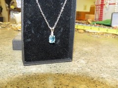Vintage Blue Stone Silver Tone Necklace w/ Case
