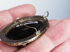 Antique brooch pin faceted Czecho Slovakia glass silver & gold mount jewelry