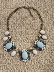 SUGARFIX Brass Blue White Bead Scoop Necklace