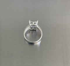 Vintage Mercury Mist Topaz Radiant Cut Solitaire Ring 925 Sterling Silver Size 8