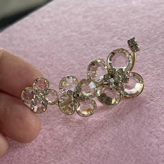 Vintage Kramer Signed Gold Tone Crystal Faceted Stones Brooch Pin Open Backs