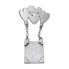 Vintage Sterling Silver 925 XOX Heart Charm Picture Holder