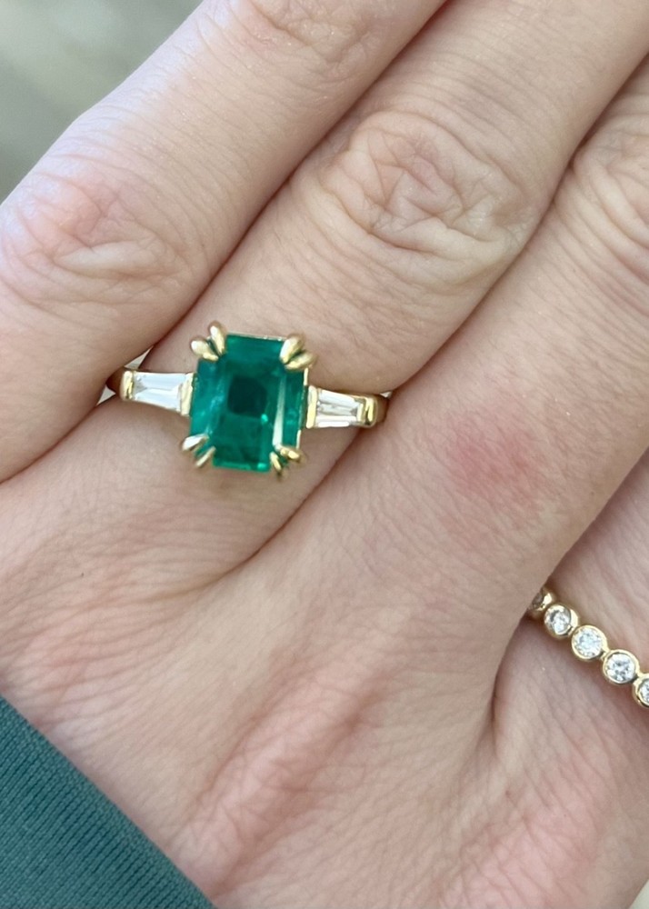 Natural Emerald 3.10 Ct Art Deco Antique Vintage Wedding Ring 14K Yellow Gold FN