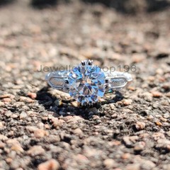 Antique 2Ct White Round CZ Art Deco Engagement Ring Solid 925 Sterling Silver