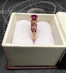 2Ct Gothic Pink Lab Created Ruby Skull Engagement Wedding 14k Rose Gold FN Ring