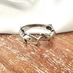 Sterling Silver 925 Ring Good Luck Band Vintage Fish Dolphin Whale