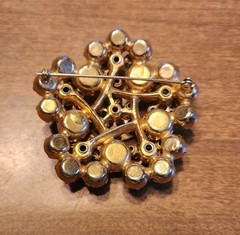 Vintage Juliana Brooch Gold Tone Clear & Topaz AB Rhinestone Flower Cluster