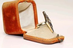 Art Deco Style Round Lab Created Diamond Sapphire 14K Gold Finish Wedding Ring