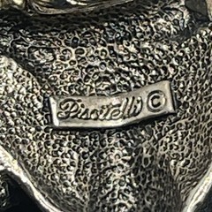 VTG Signed PISCITELLI 7 Strands Silver & Gold Tone Rams Head Statement Necklace
