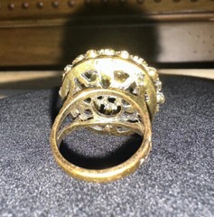 Vintage Statement Cocktail Ring Black With Cubic Zirconia Type Stones Size 7-7.5