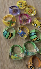 Vintage Acrylic Dome Rings Lot Assorted Sizes Colors Plastic Fashion Jewelry