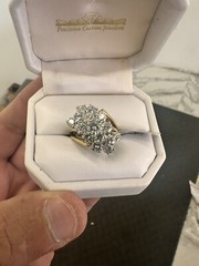 Stunning 1970 Vintage Estate 18k Gold 3.50ct Diamond Cluster Cocktail Ring