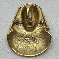 Vintage Signed Erwin Pearl Gold Enamel King Tut Egyptian Revival Brooch Pendant