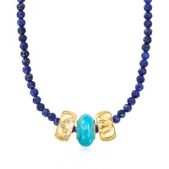 Ross-Simons 12x6mm Turquoise Bead Charm in 18kt Gold Over Sterling
