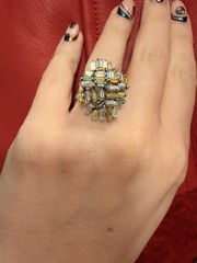 Vintage Fancy Color Baguette Diamond Ring . 2.94 DTW 14Kt White Gold.