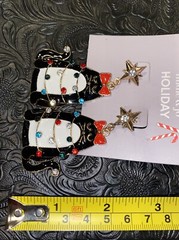 hildie & jo Earrings Cat Tied Up Rhinestones Post Backs Back Christmas New