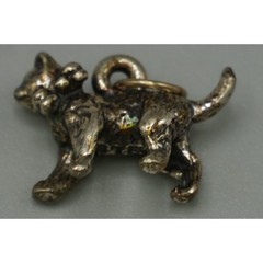 Vintage Sterling Silver Cat Charm Pendant 2.35g Textured Feline Jewelry