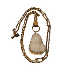 Designer John Wind Maximal Art Hand Door Knocker Geode Gold Tone Necklace