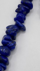 Vintage Lapis Stone nuggets Beaded Necklace W/ Triangle pendant & Brooch
