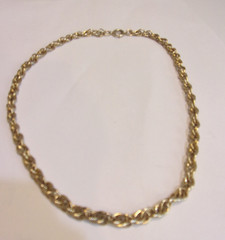 Vintage, Gold Plated Metal,Classic Style Triple Link Rope Chain 17″L Necklace