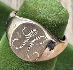 Vintage 10KT Gold Filled Stamped & Engraved Monogram “H” Ring Size 3 VARGAS
