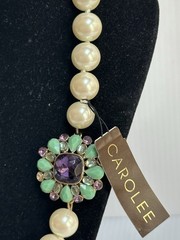 VTG CAROL LEE FAUX PEARL AMETHYST TURQUOISE BEADS 16” NECKLACE WITH TAG READ!