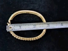 Swarovski Gold Tone Vintage Crystal Hinged Bangle Bracelet Side Closure