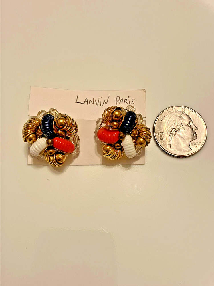 vintage Lanvin paris cluster clip-on earrings.
