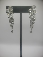 Vintage Chandelier Earrings Crystal Clip On Huggie Dangle Drop Jewelry Costume
