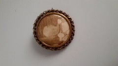 Antique Small Round Photo Pendant W/photo. C Clasp