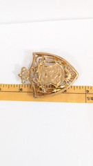 Nautical Anchor Shield Vintage Gold Toned Brooch Pin